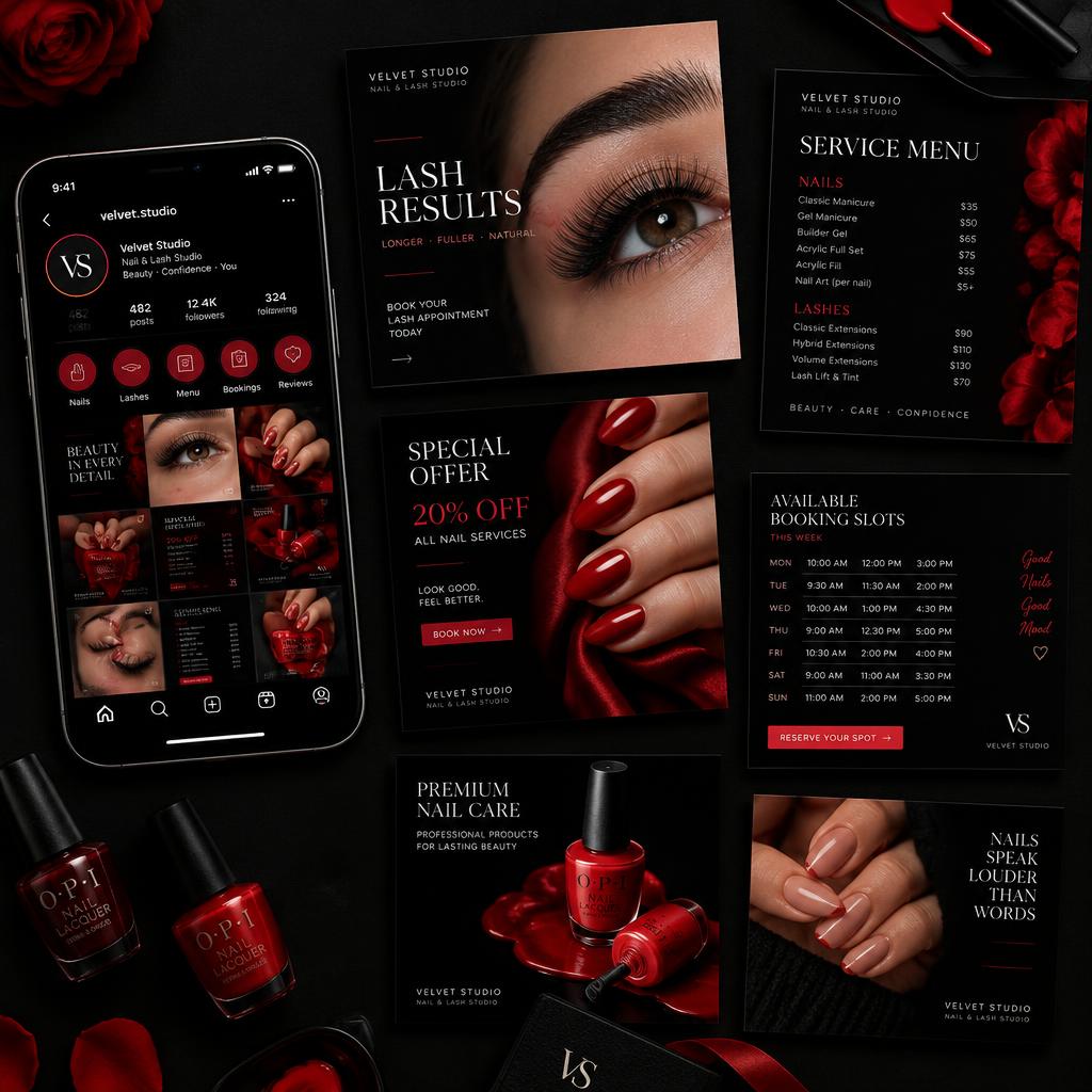 Beauty Salons, Nails & Lashes social media template pack cover